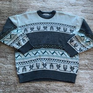 cute wintery patterned knit grandpa sweater